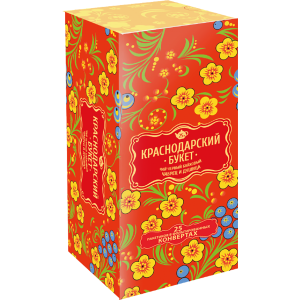 Чай Краснодарский Букет, черный, чабрец/душица, 25 п.